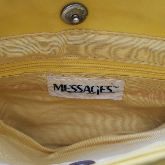 Vintage Yellow Leather Shoulder Bag Clutch Purse - Picture 5 of 8